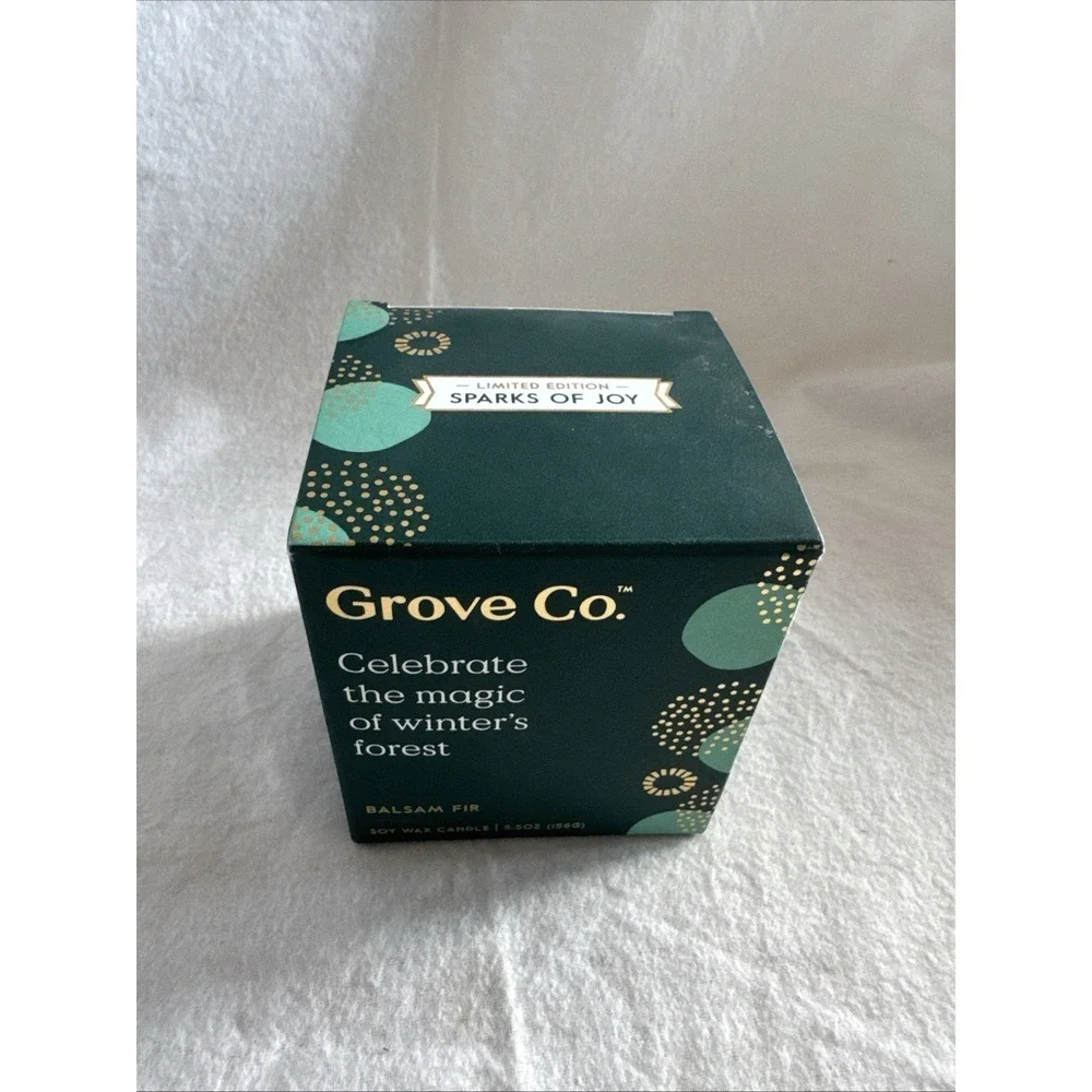 Grove Co. Sparks of Joy Candle Balsam Fir Soy Wax Candle 7.5oz NEW 30 Hour Burn